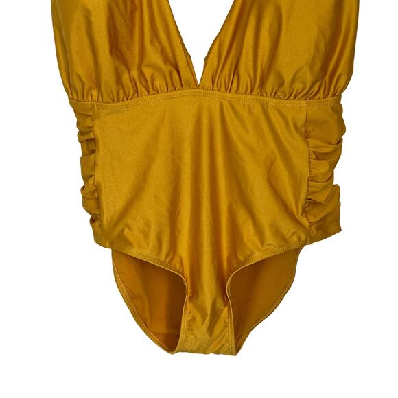 Nicole Miller Women's Swimsuit Size XL Yellow Convertible One Piece Side Ruching - Picture 5 of 11